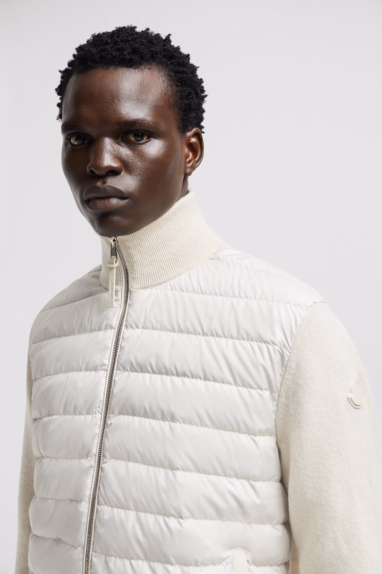 Padded Wool & Cashmere Zip-Up Cardigan Men White Moncler 4